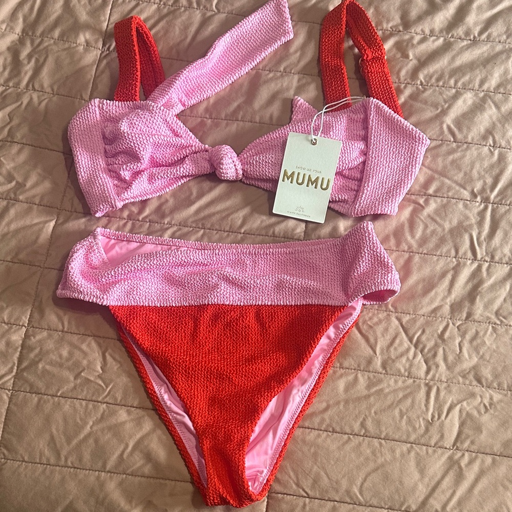 Show Me Your Mumu Pink and Red Bikini Set